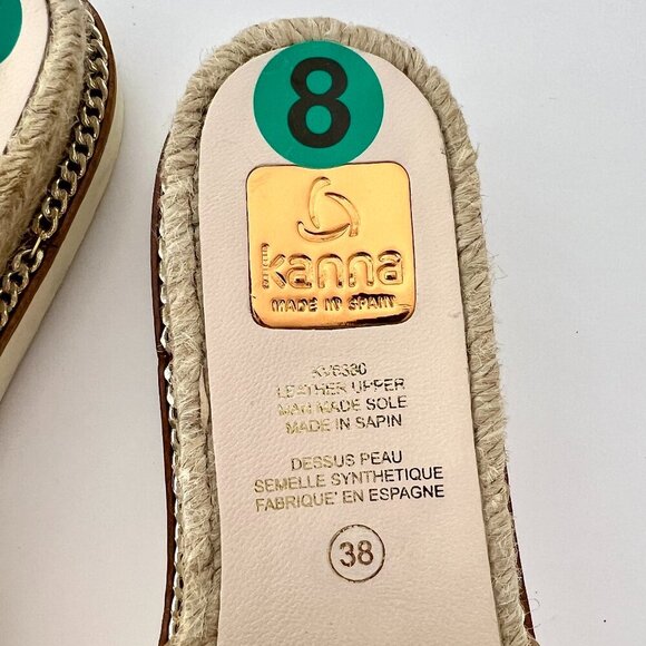NWT Sz 8 Kanna Leather Metallic Champagne Gold Mule Slide Espadrille Sandals - Picture 5 of 10